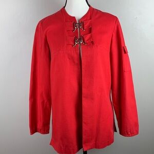 Vintage 70s Vera Newman Red Long Sleeve Jacket with Buckle Detail
